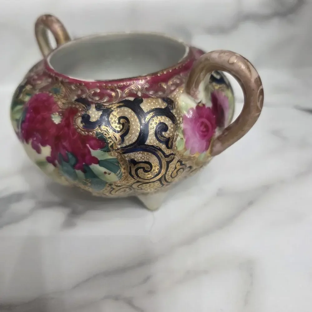 Antique Nippon Moriage Salt Cellar Early Noritake Morimura Brothers Hand Painted